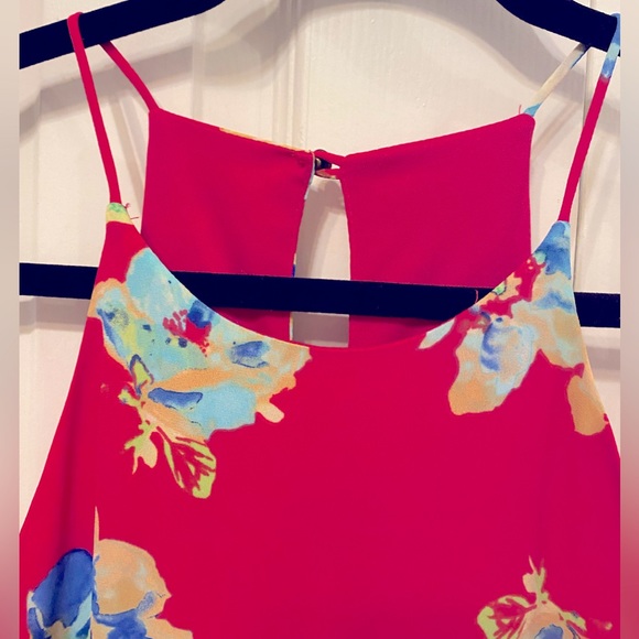 The Impeccable Pig pink size Medium dress with cobalt blue flowers - Picture 3 of 6